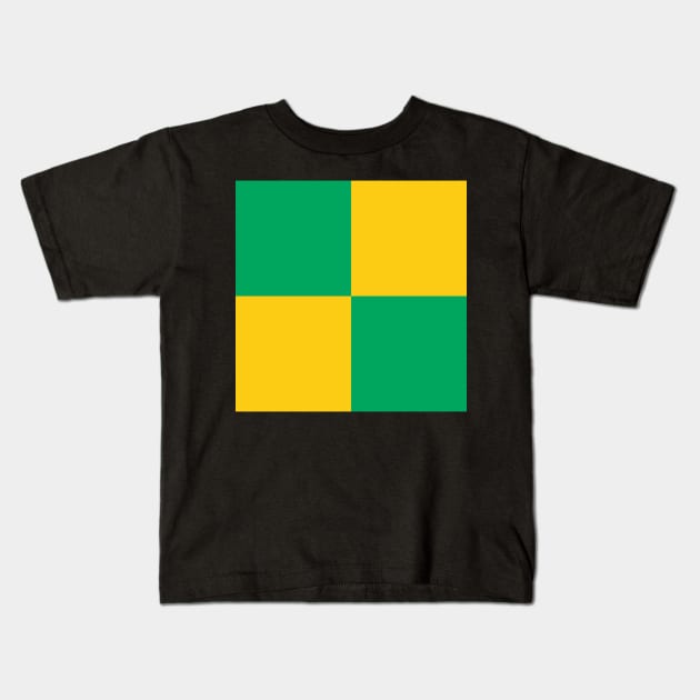 Norwich City Green and Amber Checkered Fan Flag Kids T-Shirt by Culture-Factory